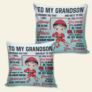 I'll Always Be Your No.1 Fan Personalized Square Pillow, Gift For Ice Hockey Lover, Gift For Son/Grandson - Pillow - GoDuckee