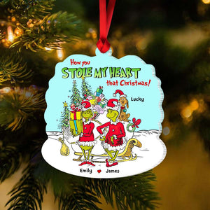 How You Stole My Heart That Christmas, Couple Gift, Personalized Acrylic Ornament, Green Monster Couple Ornament, Christmas Gift 05HTHN260923 - Ornament - GoDuckee