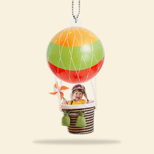 Custom Photo Gifts For Kids Car Ornament Balloon Basket Kid Face - Ornaments - GoDuckee