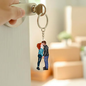 Personalized Gift For Couple Keychain Kissing Couple - Keychains - GoDuckee
