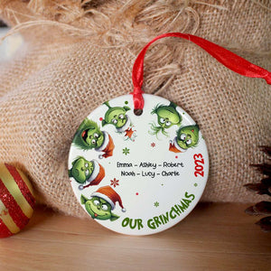 Gift For Family, Personalized Ceramic Ornament, Green Family Ornament, Christmas Gift 05OHHN231023 - Ornament - GoDuckee