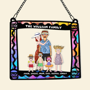 Personalized Gifts For Family Window Hanging Suncatcher Ornament Cartoon Family 01ACDT110225HG - Ornament - GoDuckee