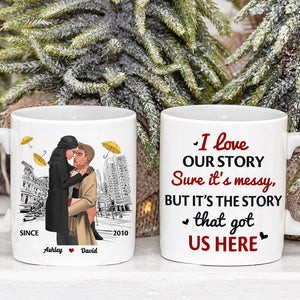 It's the story that got us here , Personalized White Mug for Couples , 05hthn231123da - Coffee Mug - GoDuckee