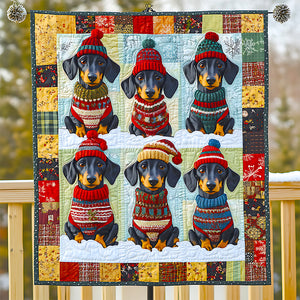 Dachshund Dog Christmas Quilt Bed Set Gifts For Dog Lovers 05HUDT041124 - Blanket - GoDuckee