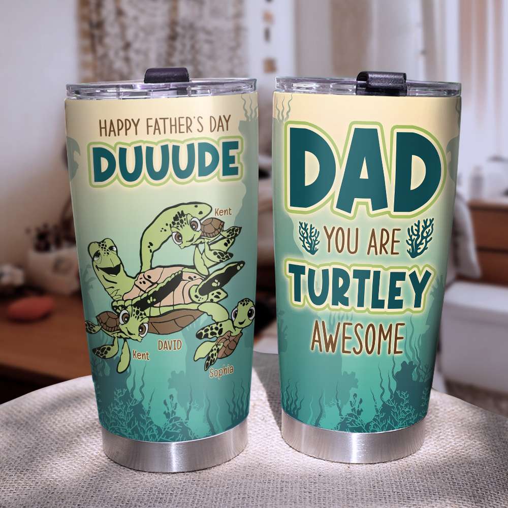 Turtle Family Dad And Kid 03DNQN260523 Personalized Turtle Tumbler - Tumbler Cup - GoDuckee