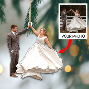 Custom Photo Gifts For Couple, Upload Wedding Photo Christmas Ornament 18pgvp140924 - Ornament - GoDuckee