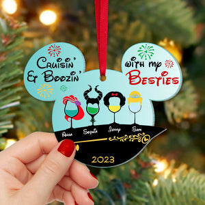 Gift For Cruising Friends, Cruisin' & Boozin' With My Besties Personalized Ornament 04QHTN031123 - Ornament - GoDuckee