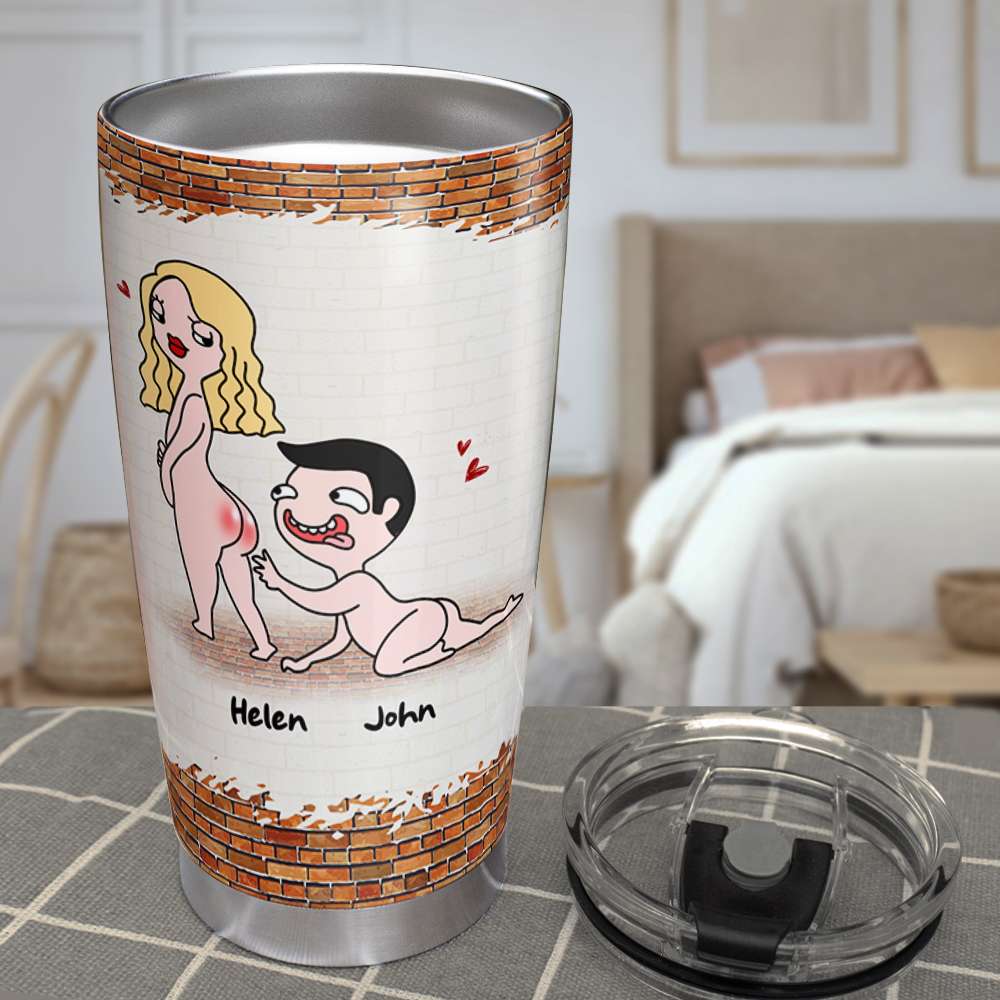 Personalized Funny Couple Tumbler - All My Naughty Thoughts Involve Me -  GoDuckee