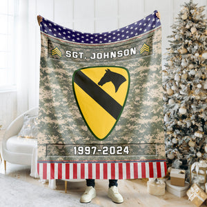 US Military Blankets - Rank Insignia & Division - Custom Name Gifts For Veteran, Soldiers - Blanket - GoDuckee