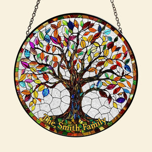 Personalized Gifts For Family Stained Glass 05acdt250824 Family Tree - Ornament - GoDuckee