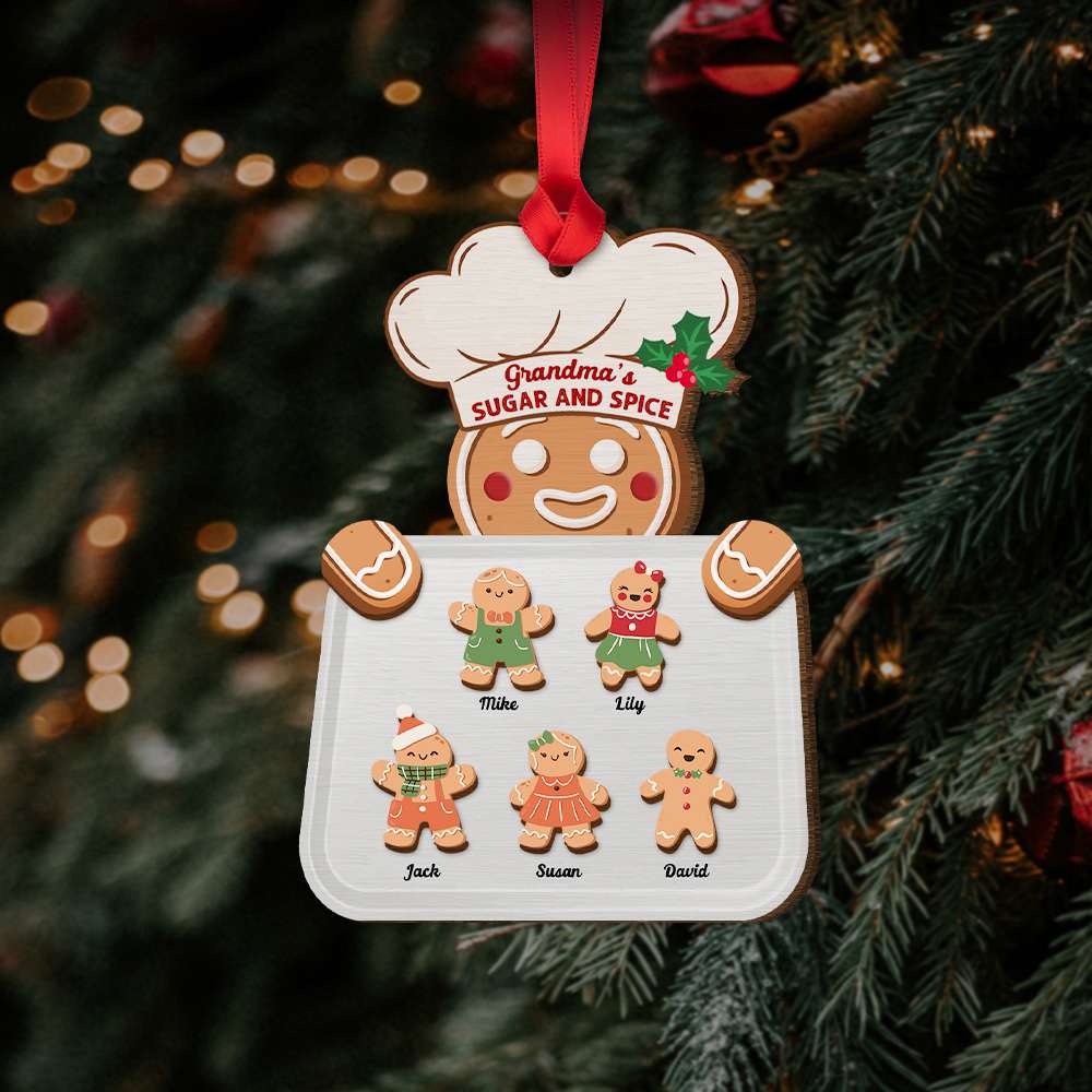 Family's Sugar And Spice, Gift For Family, Personalized Wood Ornament, Gingerbread Kids Ornament, Christmas Gift 02PGHN120923 - Ornament - GoDuckee