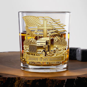 Trucker Christian Round Whiskey Glass - Personalized Gifts For Christian 02TGDT290725 - Whiskey Glass - GoDuckee