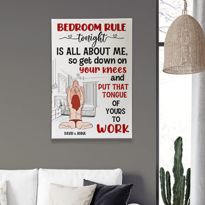 Personalized Gifts For Couple Canvas Print Bedroom Rule Tonight Is All About Me - Canvas Print - GoDuckee