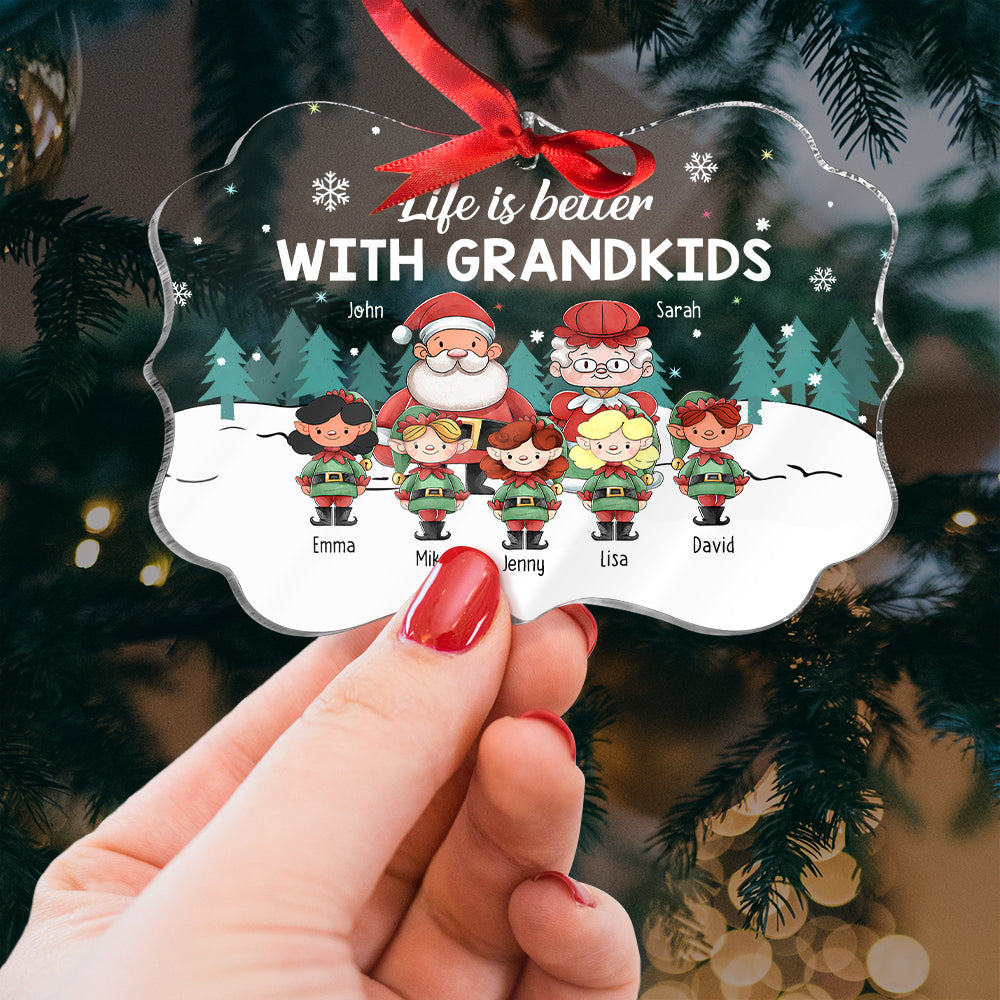 Life Is Better With Grandkids, Gift For Family, Personalized Acrylic Ornament, Grandkids Ornament, Christmas Gift 04NAHN080923 - Ornament - GoDuckee