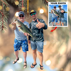 Custom Photo Gifts For Fishing Lover, Upload Fishing Photo Christmas Ornament 39pgxx290824 - Ornament - GoDuckee