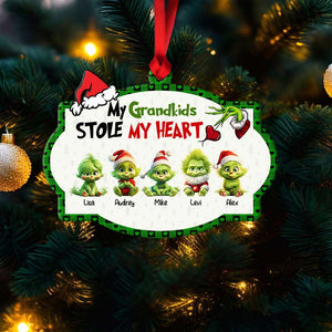 My Grandkids Stole My Heart, Gift For Family, Personalized Acrylic Ornament, Green Kids Ornament, Christmas Gift 06HTHN300923 - Ornament - GoDuckee