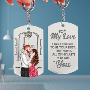 To My Love, Couple Gift, Personalized Keychain, Couple Kissing Stainless Steel Engraved Keychain - Keychains - GoDuckee