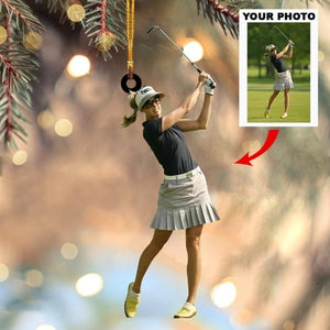 Custom Photo Gifts For Golfers, Upload Playing Golf Photo Christmas Ornament 11pgvp140924 - Ornament - GoDuckee