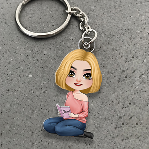 Personalized Gifts For Book Lover Keychain Reading Girl 02QHHU080425HH - Keychains - GoDuckee