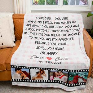 You Are My Farvorite Person, You Make Me Happy - Custom Couple Photo Blanket - Gift For Couple, Annivesary Celebrates, Valentine's Gifts - Blanket - GoDuckee
