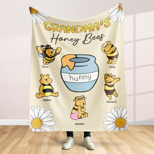 Personalized Gifts For Grandma Blanket Grandma's Honey Bees 01htqn150224 - Blankets - GoDuckee