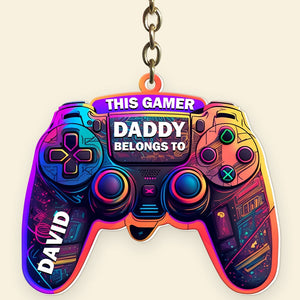 Personalized Gifts For Dad Keychain This Gamer Belongs To - Keychains - GoDuckee