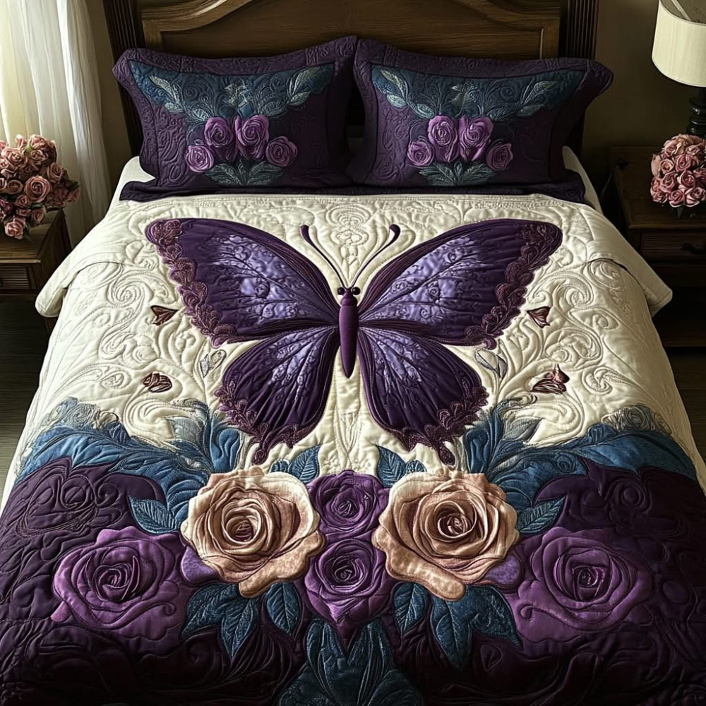 Gifts For Butterfly Lovers Quilt Bed Set Flower Butterfly - Blanket - GoDuckee