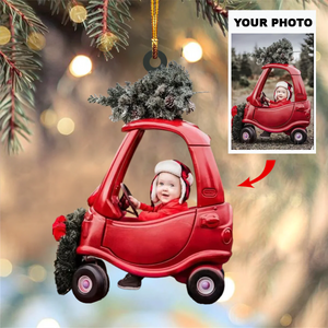 Custom Photo Gifts For Family, Upload Kid Driving Toy Car Photo Christmas Ornament 39pgvp140924 - Ornament - GoDuckee