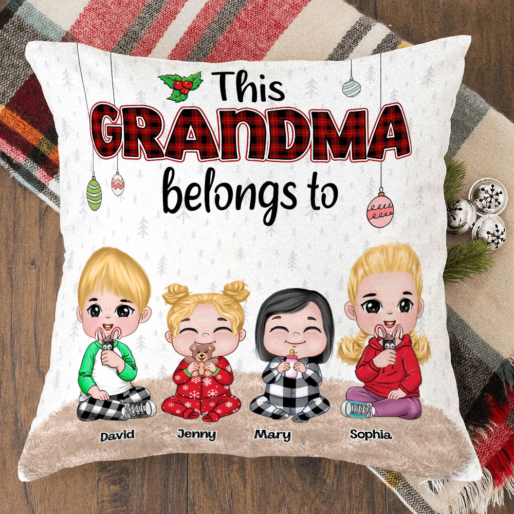 This Grandma Belongs To, Personalized Grandkids Square Pillow, Christmas Gift For Grandma, Family Gift