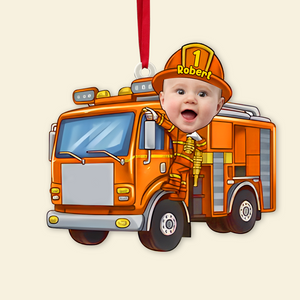 Custom Photo Funny Gifts For Kid Christmas Firefighter Ornament 01xqpu191124 - Ornament - GoDuckee