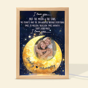 Custom Photo Gifts For Mom Light Box Frame I Love You Past The Moon - Canvas Print - GoDuckee