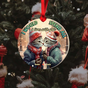 I Would Spend All 9 Lives With You, Couple Gift, Personalized Ceramic Ornament, Cat Couple Ornament, Christmas Gift 04NAHN060923 - Ornament - GoDuckee