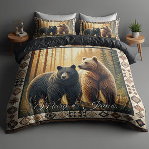 Personalized Gifts For Bear Couple Quilt Bedding Set 01KADT100125 - Blanket - GoDuckee