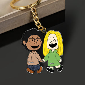 Couple Keychain - Personalized Gift For Couple Hand In Hand-Homacus