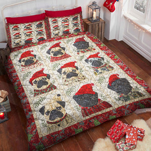 Pug Dog Christmas Quilt Bed Set Gifts For Dog Lovers 05HUDT051124 - Blanket - GoDuckee