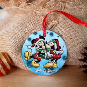 Couple Gift, Personalized Ceramic Ornament, Mouse Couple Ornament, Christmas Gift 02NAHN251023 - Ornament - GoDuckee
