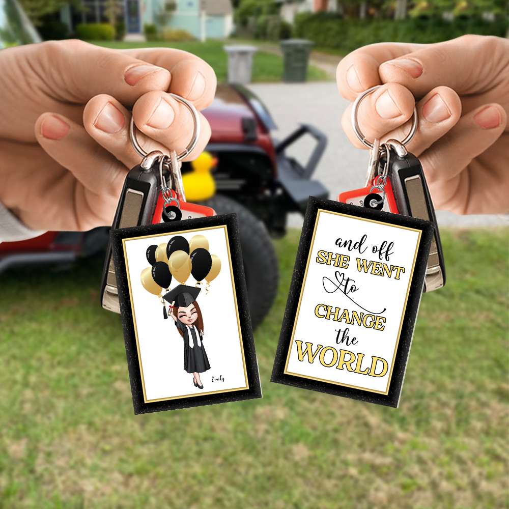 Personalized Gifts For Her Keychain She Went To Change The World - Keychains - GoDuckee