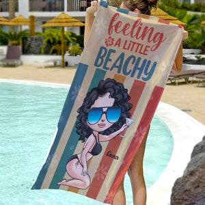 Feeling A Little Beachy- Personalized Beach Towel- Summer Girl Beach Towel - Beach Towel - GoDuckee