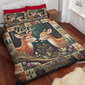Personalized Gifts For Couple Quilt Bed Set, Romantic Deer Couple 03qhdt241224 - Blanket - GoDuckee