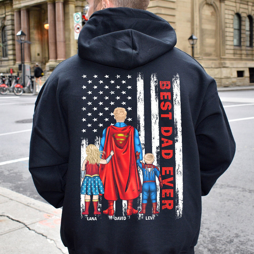 Hero Dad and American Flag - Personalized Father's Day Gifts For Dad Shirts - Shirts - GoDuckee