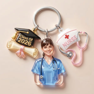 Proud Nurse Graduate Tag Keychain - Personalized Custom Photo Gift For Nurses 01NATN090526 - Keychains - GoDuckee