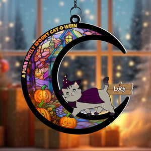 Personalized Halloween Gifts For Cat Lovers Suncatcher, Cat-O-Ween 03KADC290724 - Ornament - GoDuckee