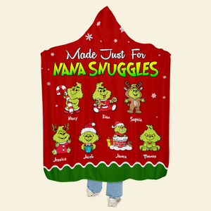 Personalized Gifts For Grandma Christmas Green Monster Blanket Hooded 01KAPU071124 - Blanket - GoDuckee