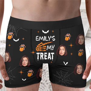 Personalized Gifts For Couple Boxer Briefs Halloween Trick Treat Custom Face Photo 05XQQN010824 - Boxer Briefs - GoDuckee