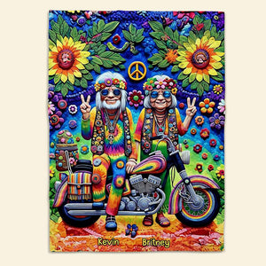 Personalized Gifts For Couple, Hippie Couple Blanket 01ACDT050924 - Blanket - GoDuckee