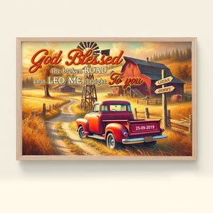 Personalized Gifts For Couple Canvas Print 02qhtn121224 God Blessed The Broken Road That Led Me Straight To You - Poster & Canvas - GoDuckee