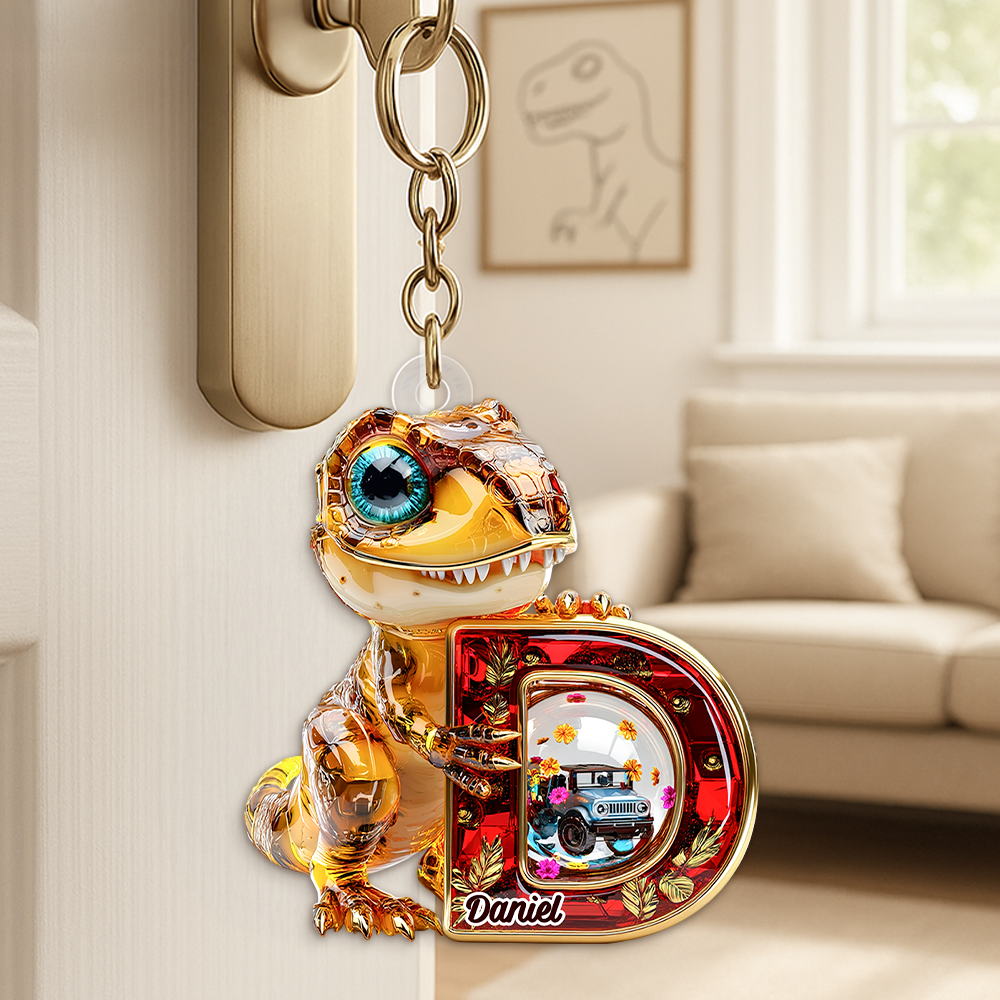 Dino Alphabet Letter Keychain- Personalized Gifts For Fans 01tgpu120625 - Keychains - GoDuckee