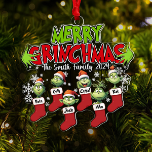 Merry Monster Family Personalized Socks Ornament - Ornament - GoDuckee