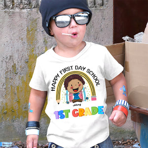 Happy First Day School, Gift For Kid, Personalized Shirt, Rainbow Kids Shirt, Summer Gift - Shirts - GoDuckee