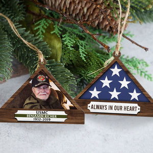 Personalized Memorial Ornament For Veteran, Folded Flag 01qhqn241024 - Ornament - GoDuckee